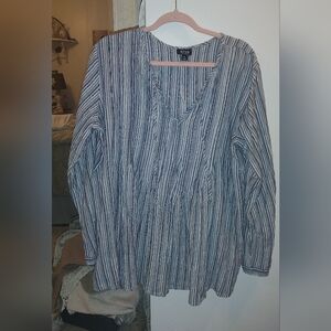 Elegant Striped V-Neck Blouse